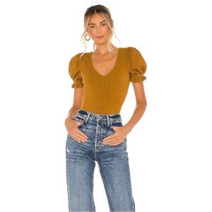 Tularosa Quinn Fitted Puff Sleeve Bodysuit